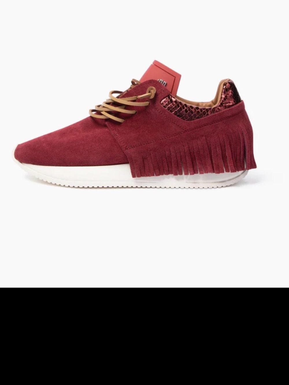 ESSEutESSE Suede Fringe Sneaker in burgundy/kiss